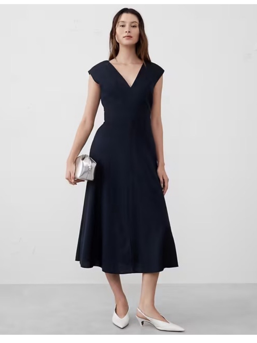 NWT Banana Republic Navy Linen Wrap Midi Dress size 16